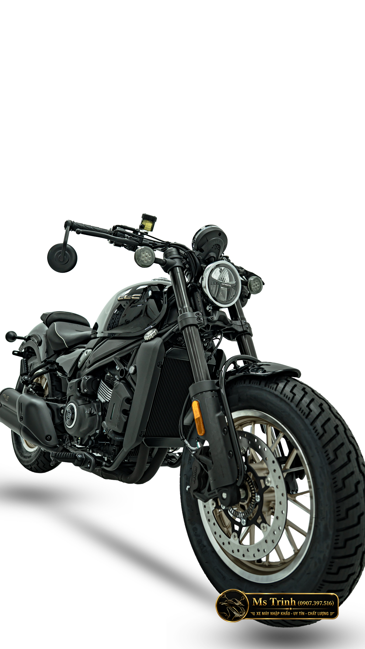 Thiết kế dàn đầu CFMOTO 450CL-C AMT với đèn tròn và phuộc trước USD