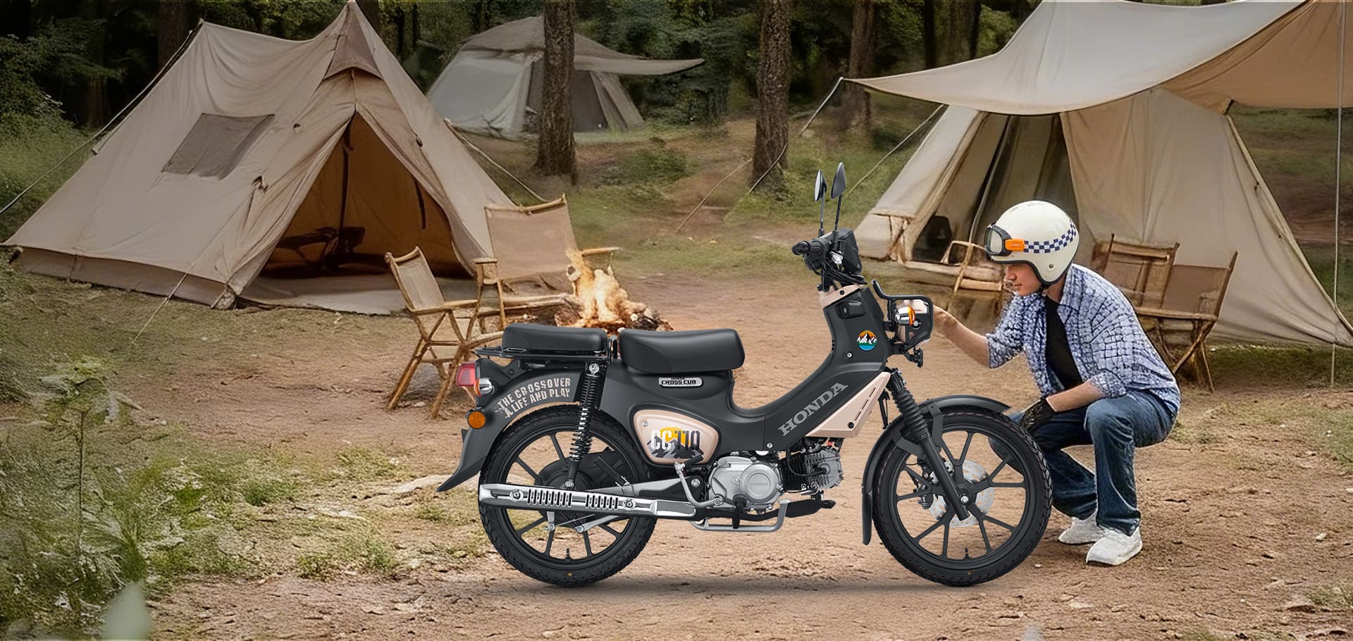 Honda CC110 Special Version 2026 nhìn ngang nổi bật phối màu đen kem và tem CC110