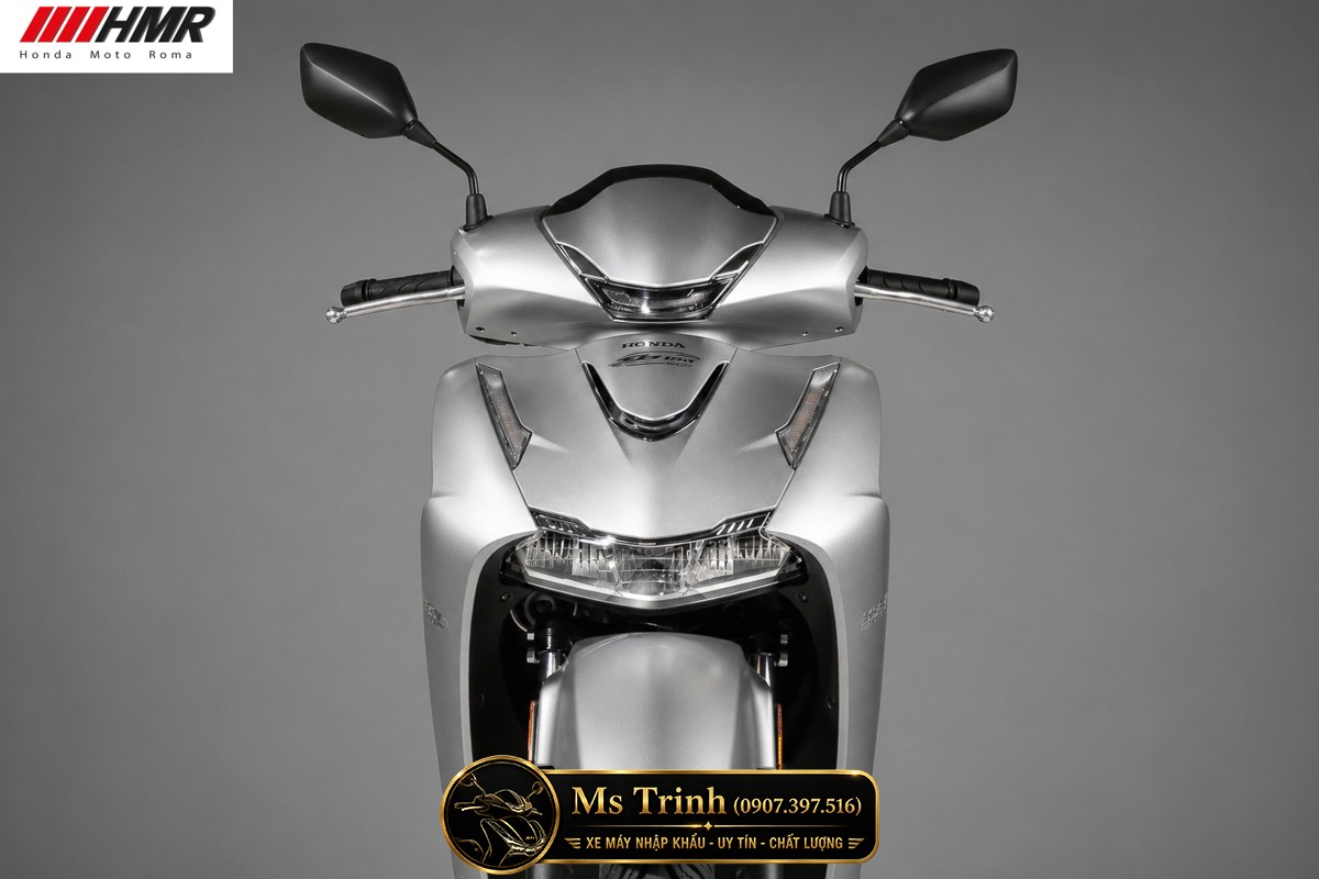 Thiết kế mặt nạ Honda SH150i 2026 màu bạc nhập Ý đầy sang trọng và cao cấp