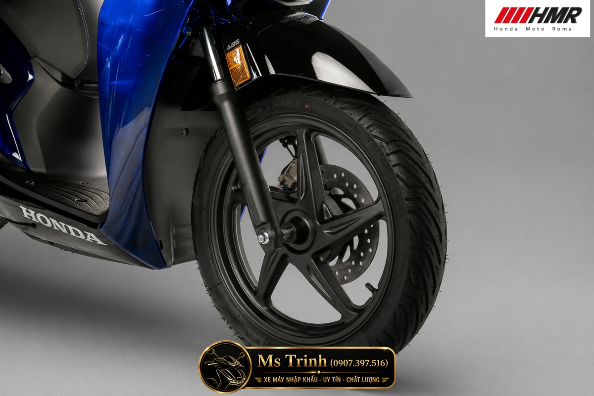 Bánh trước Honda SH150i Vetro Blue Sapphire 2026 sử dụng hệ thống ABS an toàn hiện đại