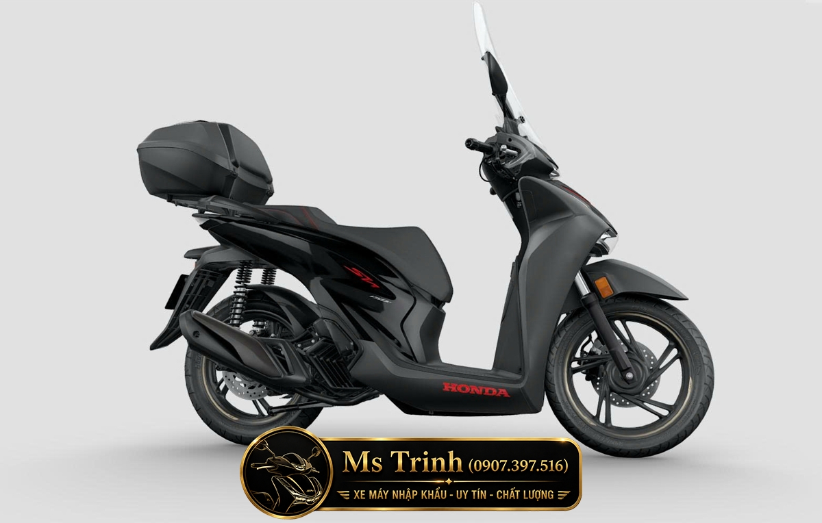 Honda SH150i Ý 2026 Standard màu đen nhám gắn thùng sau chính hãng góc trái Honda SH150i Ý 2026 Standard màu đen nhám gắn thùng sau chính hãng góc trái