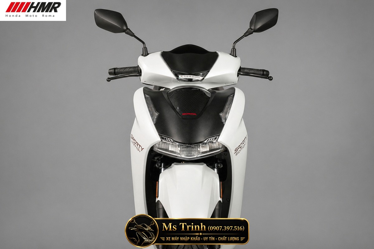Thiết kế đầu xe Honda SH350i Sporty 2026 sắc nét kết hợp dải đèn LED hiện đại