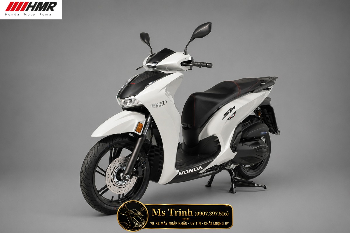 Honda SH350i Sporty 2026 màu xám xi măng với mặt nạ thể thao và hệ thống ABS hiện đại